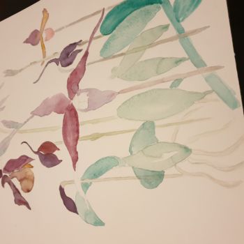 「Orchidees」というタイトルの絵画 Muguette Maurcotによって, オリジナルのアートワーク, 水彩画