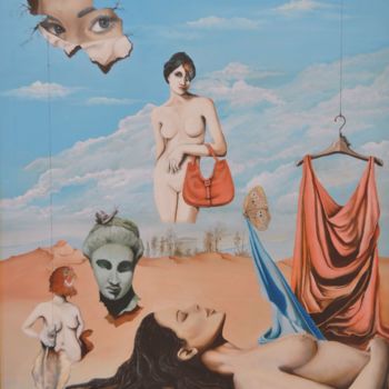 Painting titled "donna-con-la-borsa-…" by Marco M. Boschetti, Original Artwork