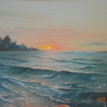 Pittura intitolato "marina-all-alba" da Marco M. Boschetti, Opera d'arte originale, Olio