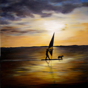 Painting titled "Compagnons de voyage" by Marie-Mathilde Dumont, Original Artwork, Oil Mounted on Wood Stretcher frame