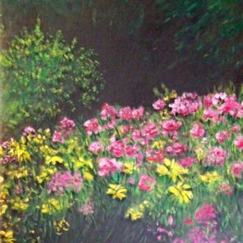 Картина под названием "Arbustos y flores" - M.Mejias, Подлинное произведение искусства