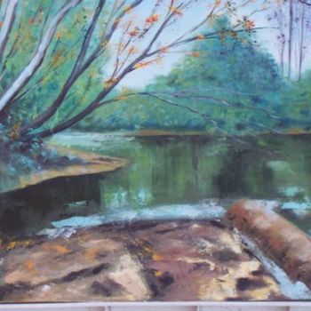 Pintura intitulada "Remanso Rio Lozoya" por M.Mejias, Obras de arte originais