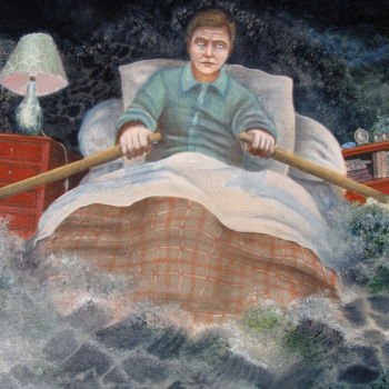 Pintura titulada "nuit difficile" por Michel Lebret, Obra de arte original, Acrílico