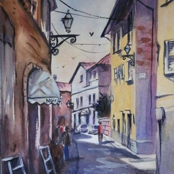 Malerei mit dem Titel "Via Italia" von Margaréta Moravszki, Original-Kunstwerk, Aquarell