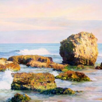 Malerei mit dem Titel "Stones in the sea" von Maya Bukhin, Original-Kunstwerk, Öl