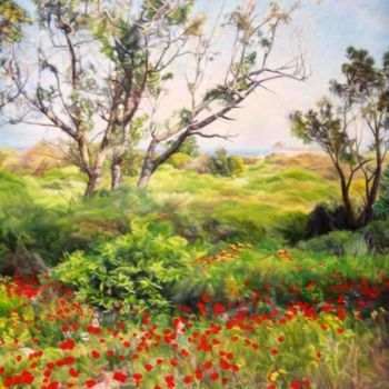 Painting titled "Poppies (Ashkelon)" by Maya Bukhin, Original Artwork, Oil