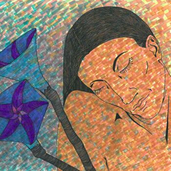 Dessin intitulée "A3 Indigenous girl…" par Mmy Rising Sun, Œuvre d'art originale, Marqueur