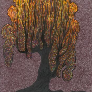 Dibujo titulada "A black tree with a…" por Mmy Rising Sun, Obra de arte original, Rotulador