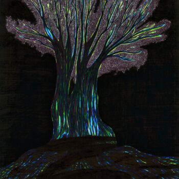 Rysunek zatytułowany „Acidic tree against…” autorstwa Mmy Rising Sun, Oryginalna praca, Marker