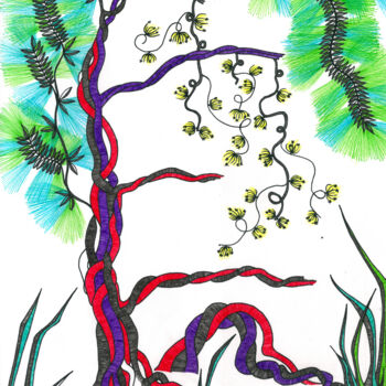 Drawing titled "A vibrant serpentin…" by Mmy Rising Sun, Original Artwork, Marker