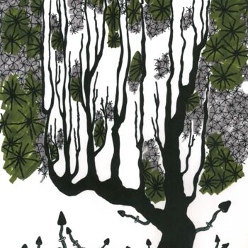 「A black tree with c…」というタイトルの描画 Mmy Rising Sunによって, オリジナルのアートワーク, マーカー