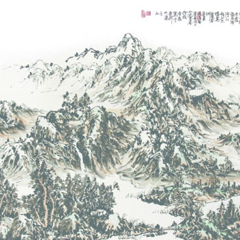 「林壑山色 范建春国画山水作品」というタイトルの絵画 漠墨园 Fanによって, オリジナルのアートワーク, インク