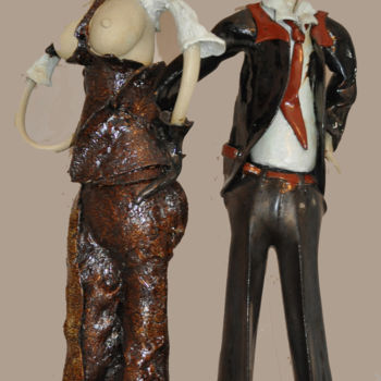 Sculpture intitulée "couple.jpg" par Yves Attard, Œuvre d'art originale, Argile