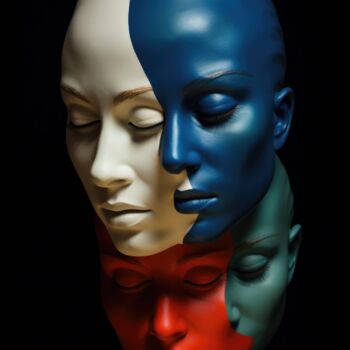 Digitale Kunst mit dem Titel "Face to Face" von Moaiart, Original-Kunstwerk, Digitale Malerei