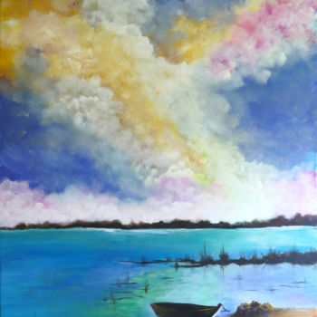 Pintura titulada "Lonely Boat" por Moayed Shlemon, Obra de arte original, Acrílico