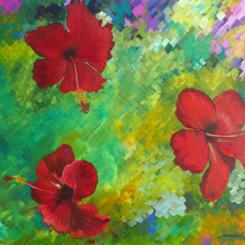 Painting titled "The Flowers of Eden" by Moayed Shlemon, Original Artwork, Acrylic