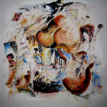Painting titled "Musique 02" by Mockye, Original Artwork, Oil