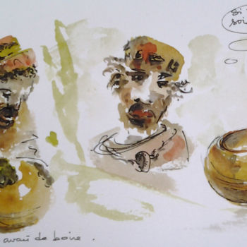Drawing titled "Burkina-010" by Mockye, Original Artwork, Ink