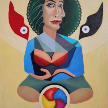 Malarstwo zatytułowany „Gaia- goddess of th…” autorstwa Modern Art, Oryginalna praca, Olej