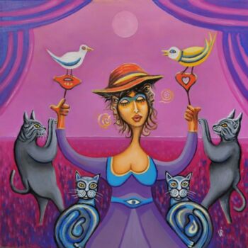 Pintura titulada "The circus cats" por Modern Art, Obra de arte original, Oleo