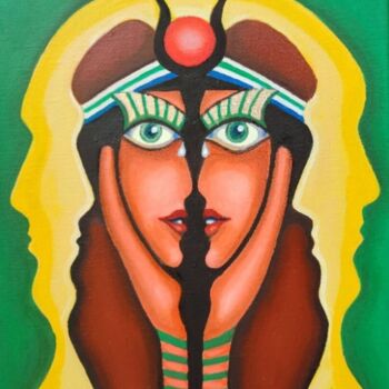 Картина под названием "The Egyptian goddes…" - Modern Art, Подлинное произведение искусства, Масло