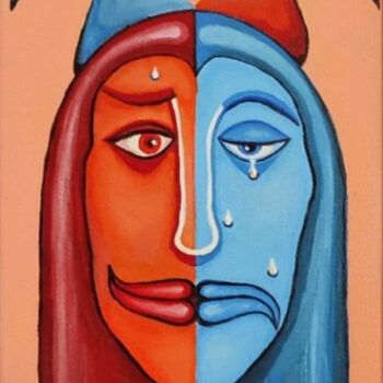 Pintura titulada "A tear and a smile" por Modern Art, Obra de arte original, Oleo