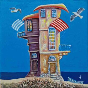 Painting titled "Dream house 3D effe…" by Modern Art, Original Artwork, Oil