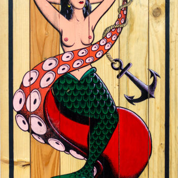 Peinture intitulée "Sea Reine sur bois" par Modjo, Œuvre d'art originale, Acrylique