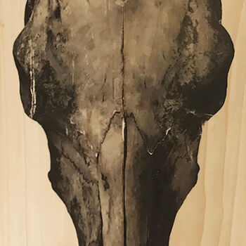 Druckgrafik mit dem Titel "2 Piece Cow Skull" von Modesty, Original-Kunstwerk, Digitale Fotografie