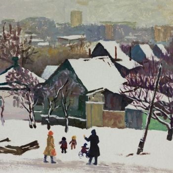 Peinture intitulée "Winter day" par Moesey Li, Œuvre d'art originale, Huile