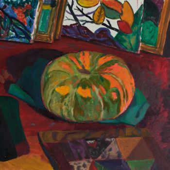 Painting titled "Magic Pumpkin" by Moesey Li, Original Artwork, Oil