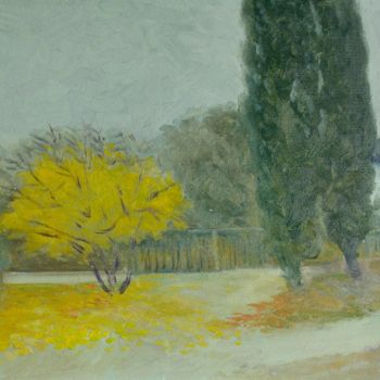 Peinture intitulée "Autumn mist" par Moesey Li, Œuvre d'art originale, Huile