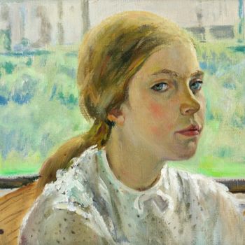 Painting titled "Portrait of the girl" by Moesey Li, Original Artwork, Oil