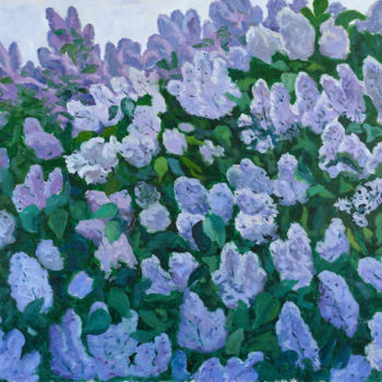 Pintura intitulada "Lilac is blooming" por Moesey Li, Obras de arte originais, Óleo