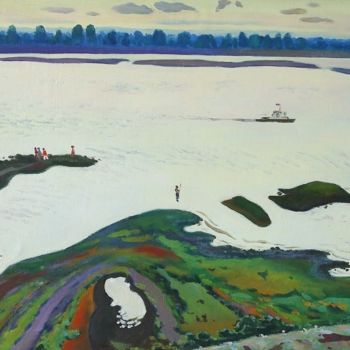 Peinture intitulée "Volga river" par Moesey Li, Œuvre d'art originale, Huile