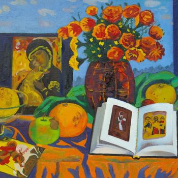 Peinture intitulée "Still life with an…" par Moesey Li, Œuvre d'art originale, Huile