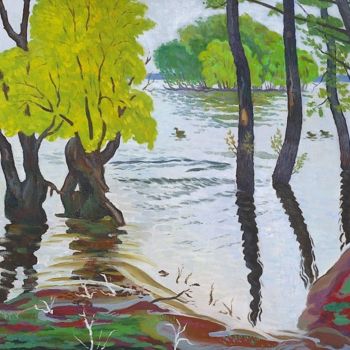 Painting titled "Spill of the river…" by Moesey Li, Original Artwork, Oil