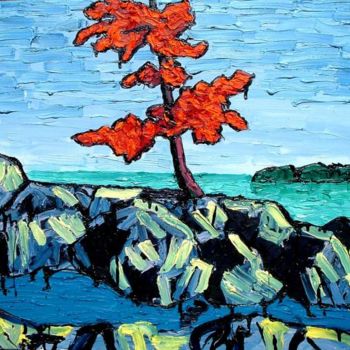 Pintura intitulada "LONE TREE" por Pat Moffatt, Obras de arte originais