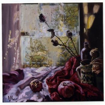 Pittura intitolato "Pomegranate in the…" da Constantine Mogilevskiy, Opera d'arte originale, Olio