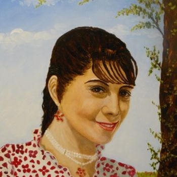 Pintura intitulada "Aurélie B." por Mog, Obras de arte originais, Óleo