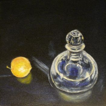 Peinture intitulée "Prune et carafon en…" par Mog, Œuvre d'art originale, Huile