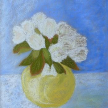 Painting titled "Vase jaune" by Mog, Original Artwork, Oil