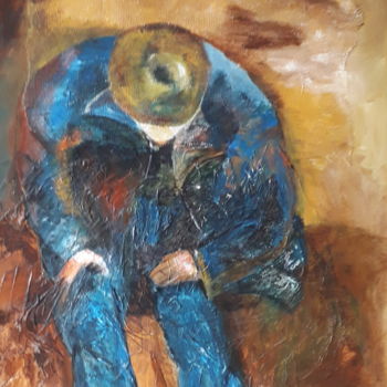 Peinture intitulée "le viel homme" par Monik Guevel, Œuvre d'art originale, Acrylique