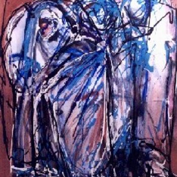 Painting titled "bleu" by Mohamed Barrak, Original Artwork