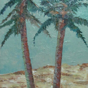 Painting titled "palmiers" by Mohamed Berkane, Original Artwork, Oil