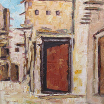 Painting titled "Porte à El Kantara" by Mohamed Berkane, Original Artwork, Oil