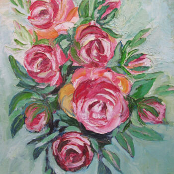 Painting titled "Roses" by Mohamed Berkane, Original Artwork, Oil