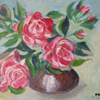 Painting titled "Roses 02" by Mohamed Berkane, Original Artwork, Oil