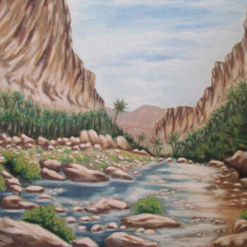 Painting titled "Les gorges d'El Kan…" by Mohamed Berkane, Original Artwork, Oil