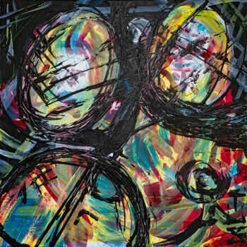 Картина под названием "Talalisme" - Mohamed Chiboub, Подлинное произведение искусства, Акрил Установлен на Деревянная рама д…